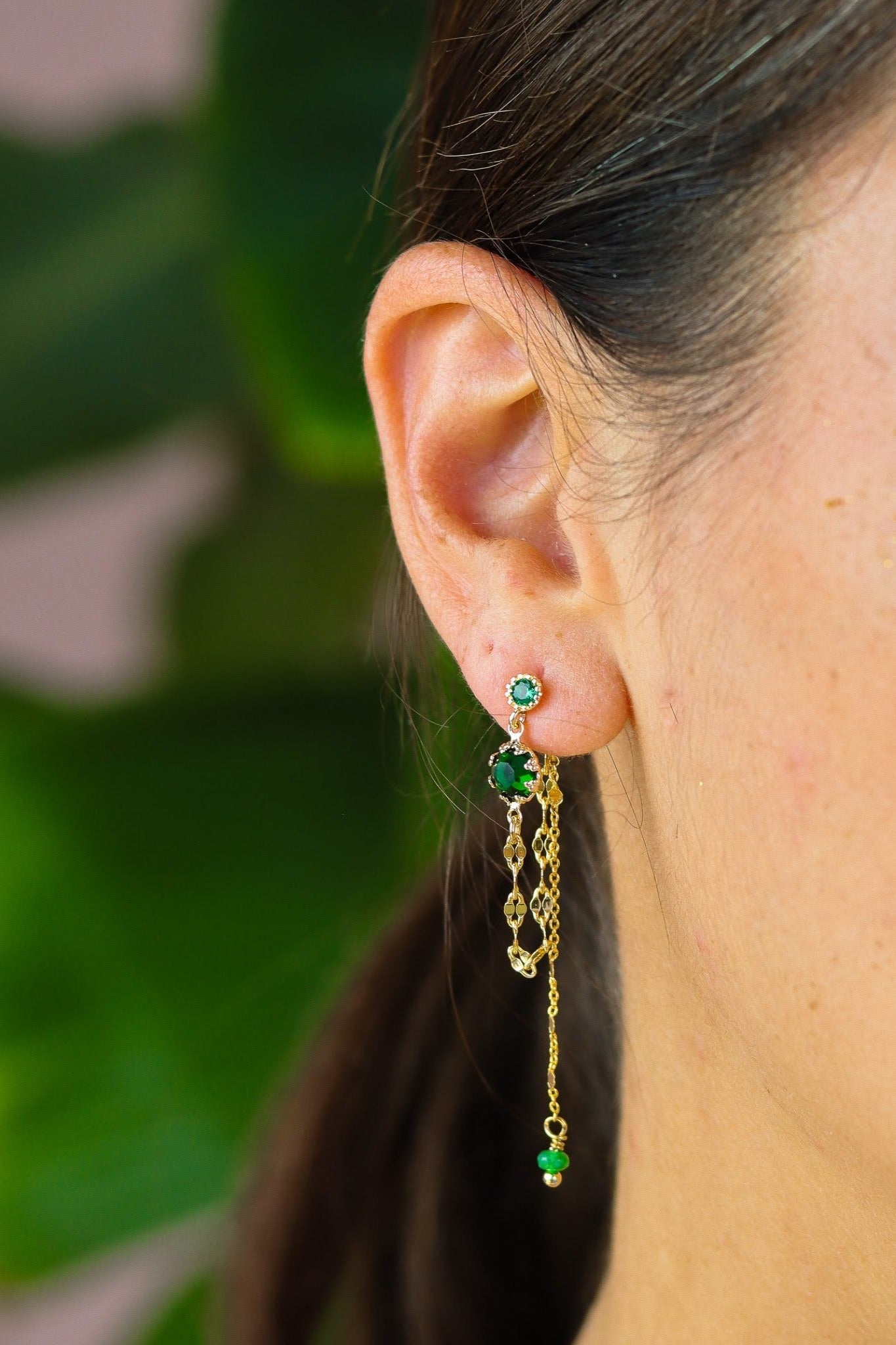 Stay Gold by Mme Bovary Fluorite linked stud earrings