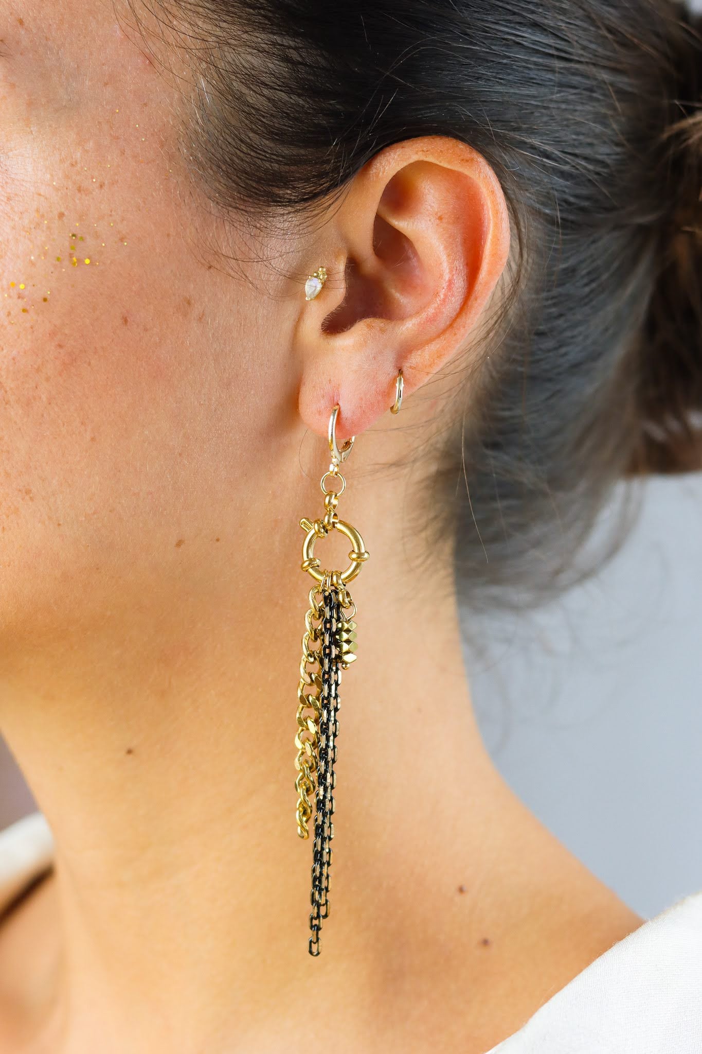 Stay Gold by Mme Bovary Statement Black and Golden Party earrings