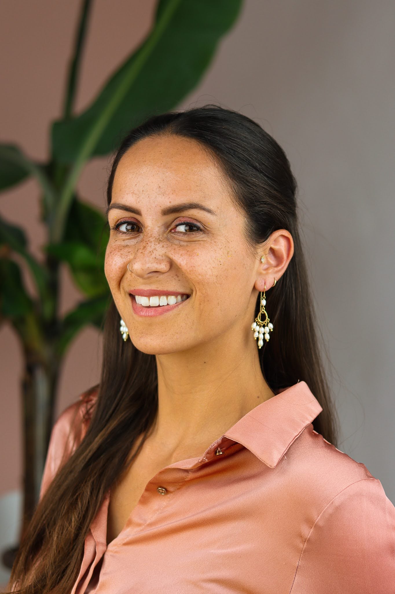Stay Gold by Mme Bovary Pearl statement chandelier earrings