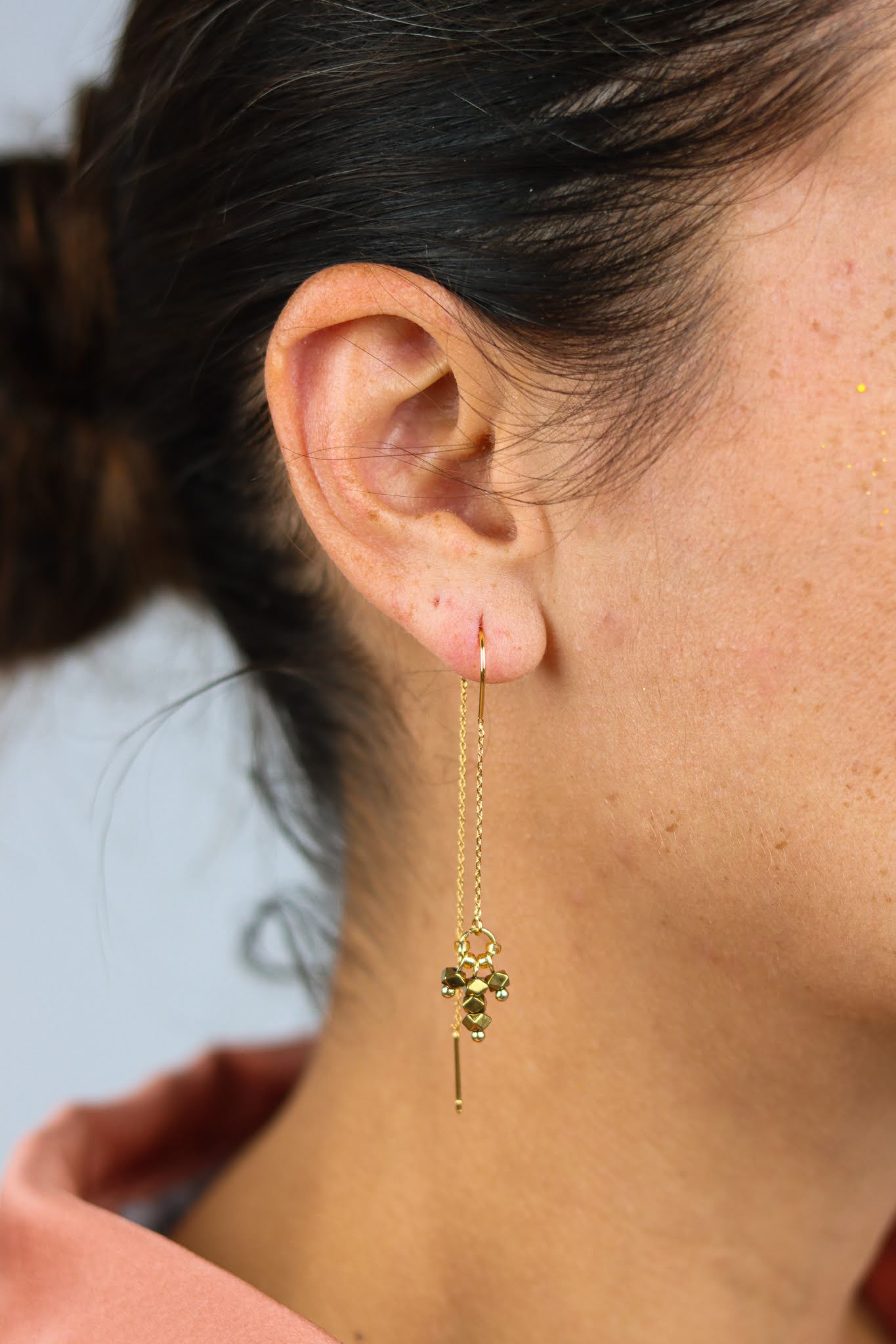 Hematite threader earrings