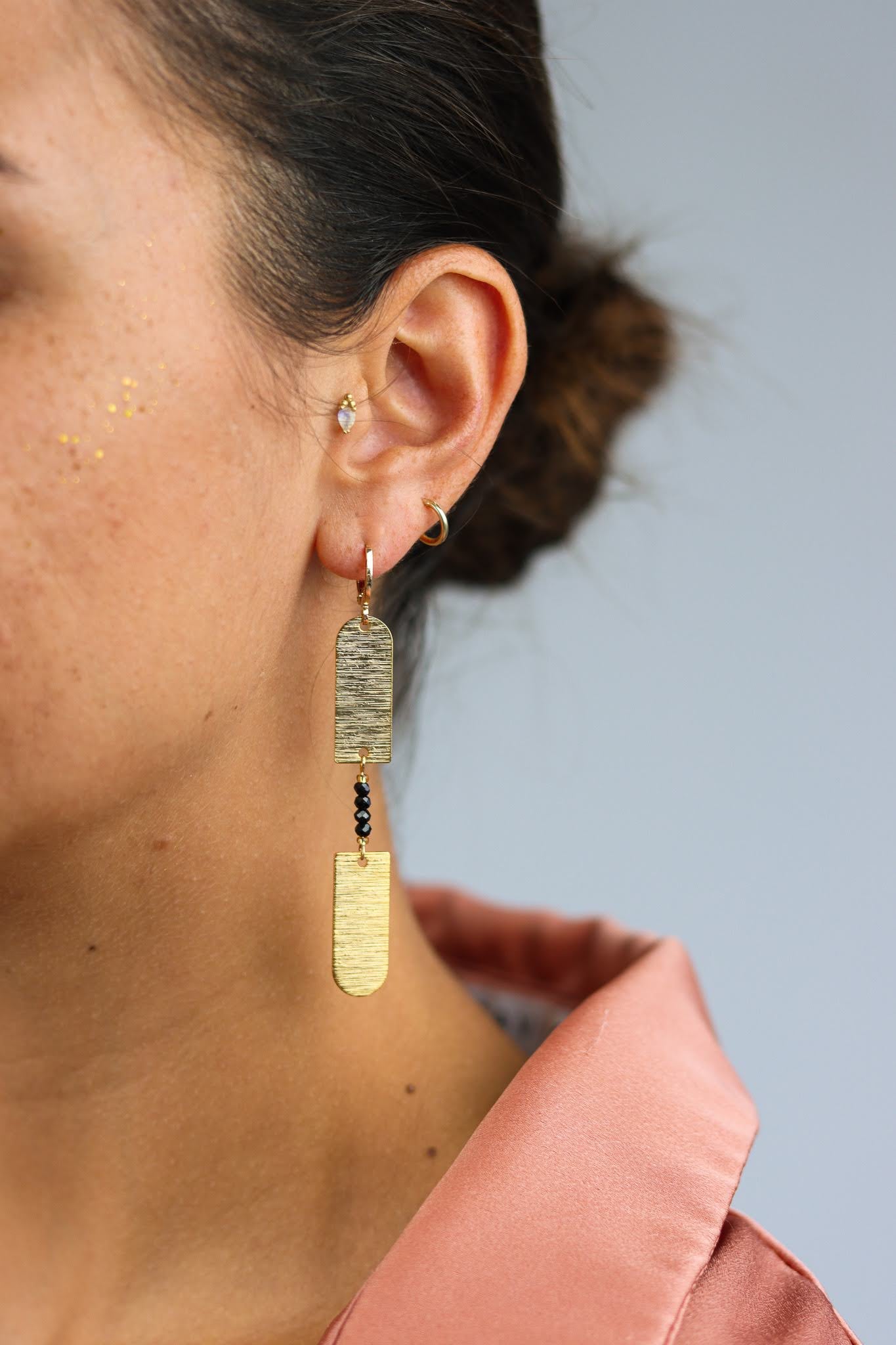Stay Gold by Mme Bovary Egyptian Goddess statement earrings with onyx