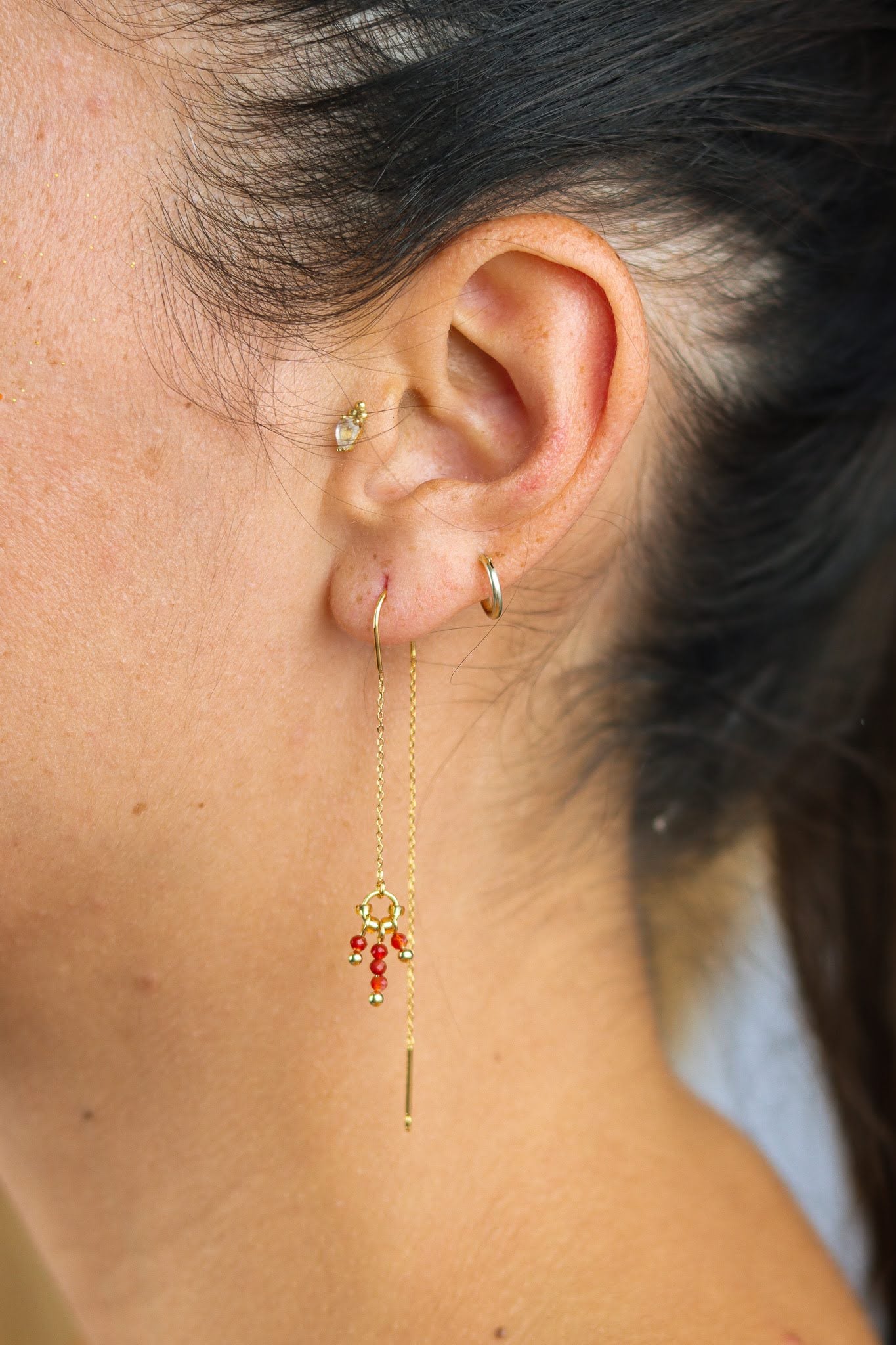 Garnet threader earrings