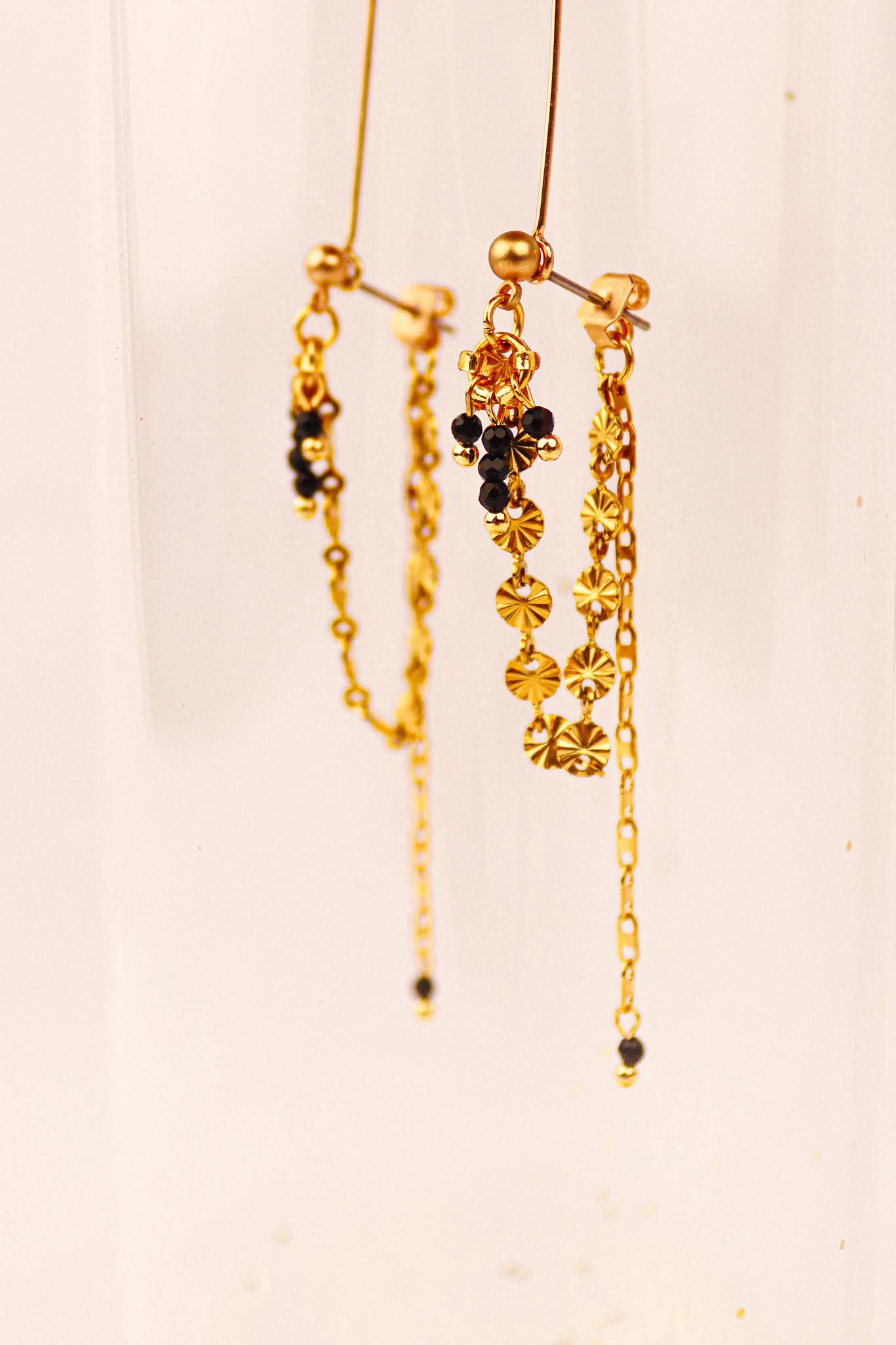 Beautiful Black Onyx linked stud earrings