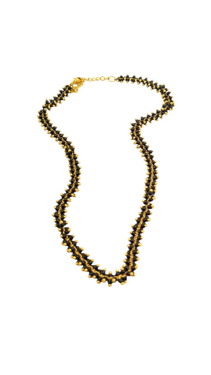 Luxurious Necklace with full Black Onyx beads layers