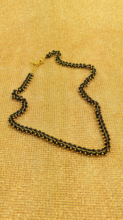 Luxurious Necklace with full Black Onyx beads layers