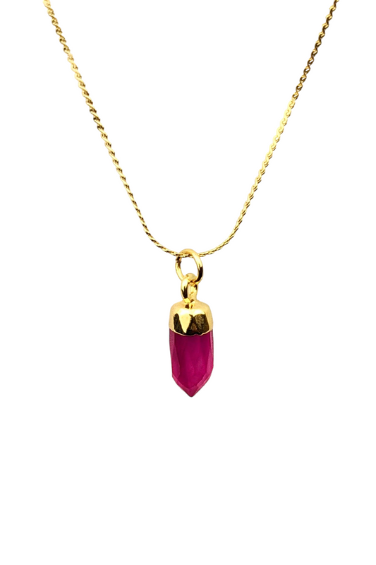 Love - Generosity - Heart Chakra - pink chalcedony necklace pendant heart chakra stay gold by mme bovary