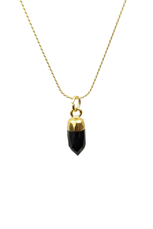 Psychic work - Akashic Records - Root Chakra necklace onyx pendant stay gold by mme bovary