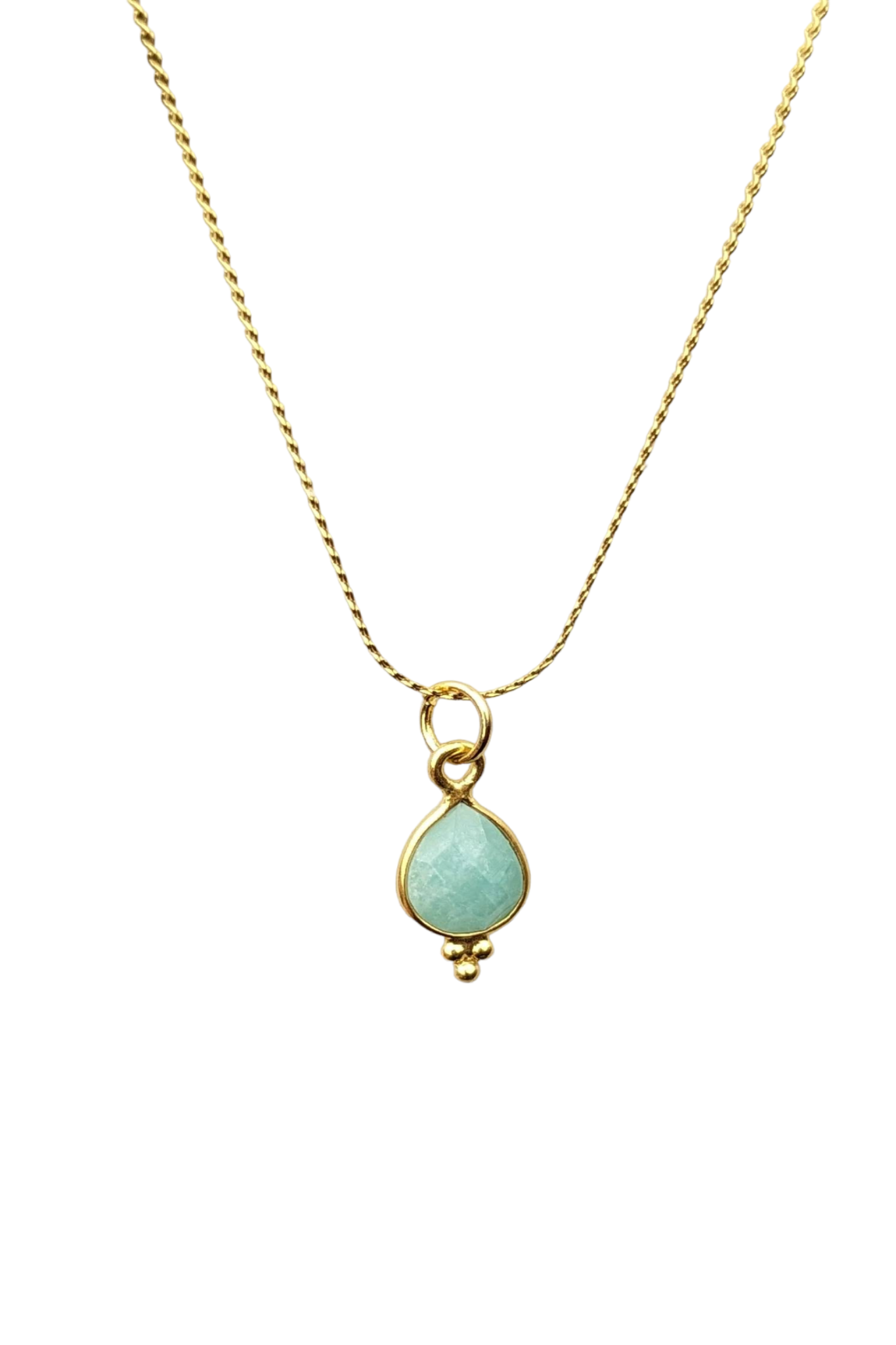Communication - Self Confidence - throat Chakra pendankt necklace amazonite stay gold by mme bovary
