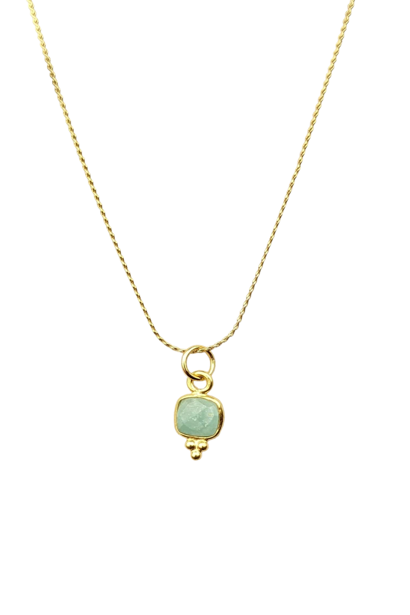 Hope - selfconfidence - throat chakra amazonite necklace stay gold by mme bovary
