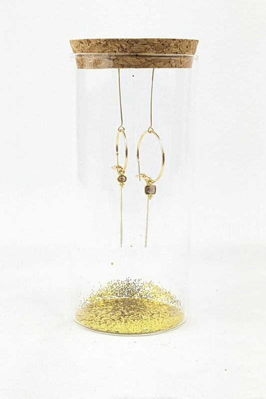 stay gold by mme bovary labradorite earrings asymmetrical