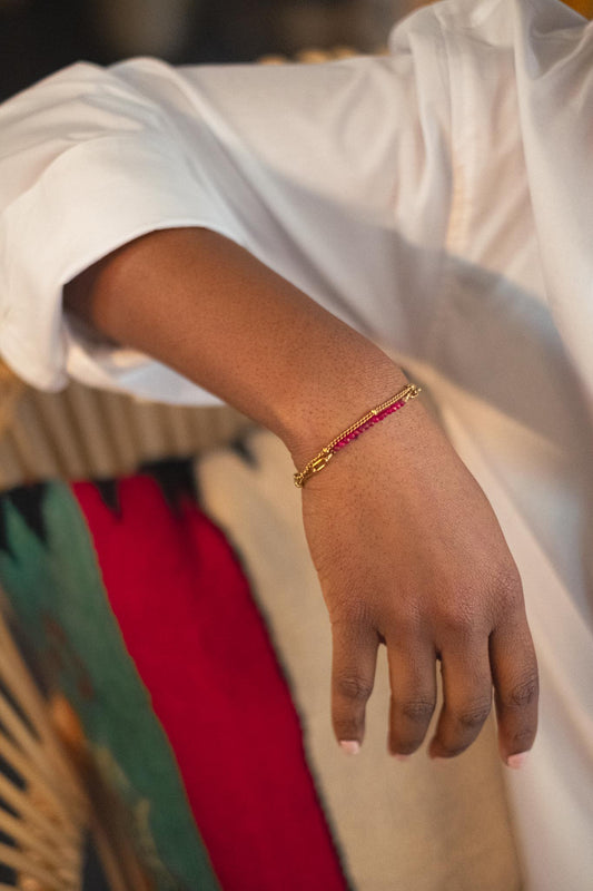 Double bracelet with Pink Chalcedony