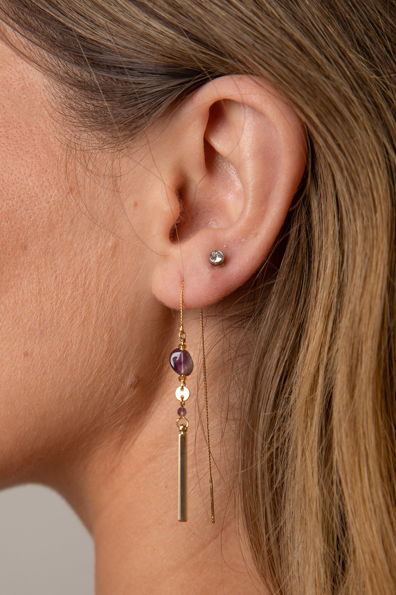 SG08 - Amethyst threader earrings