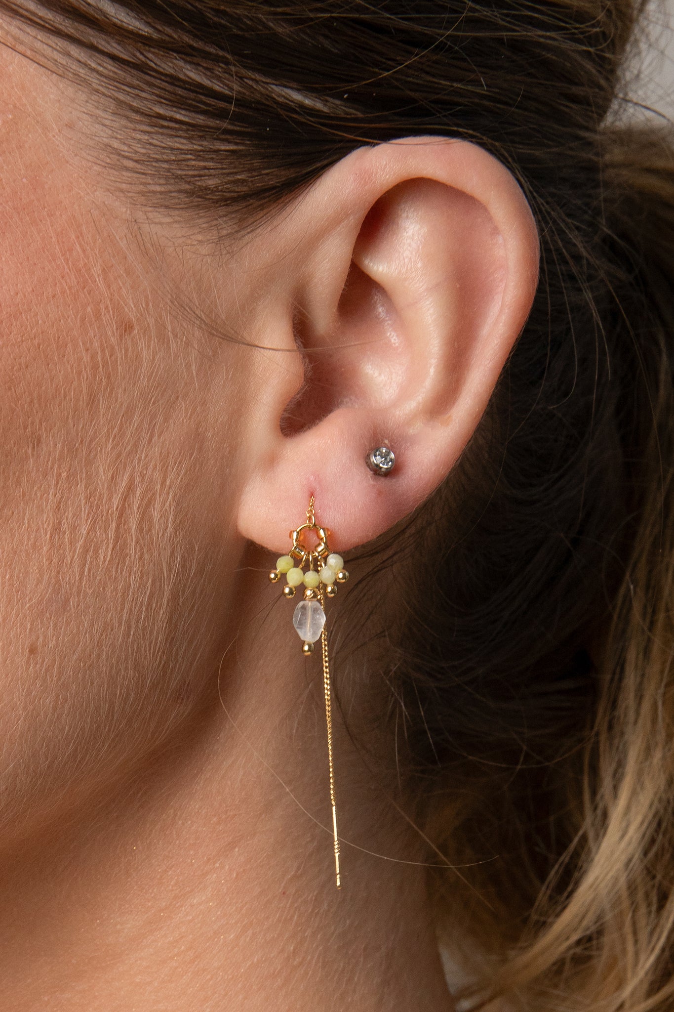 SG18 - Waterfall earrings - Yellow Jade