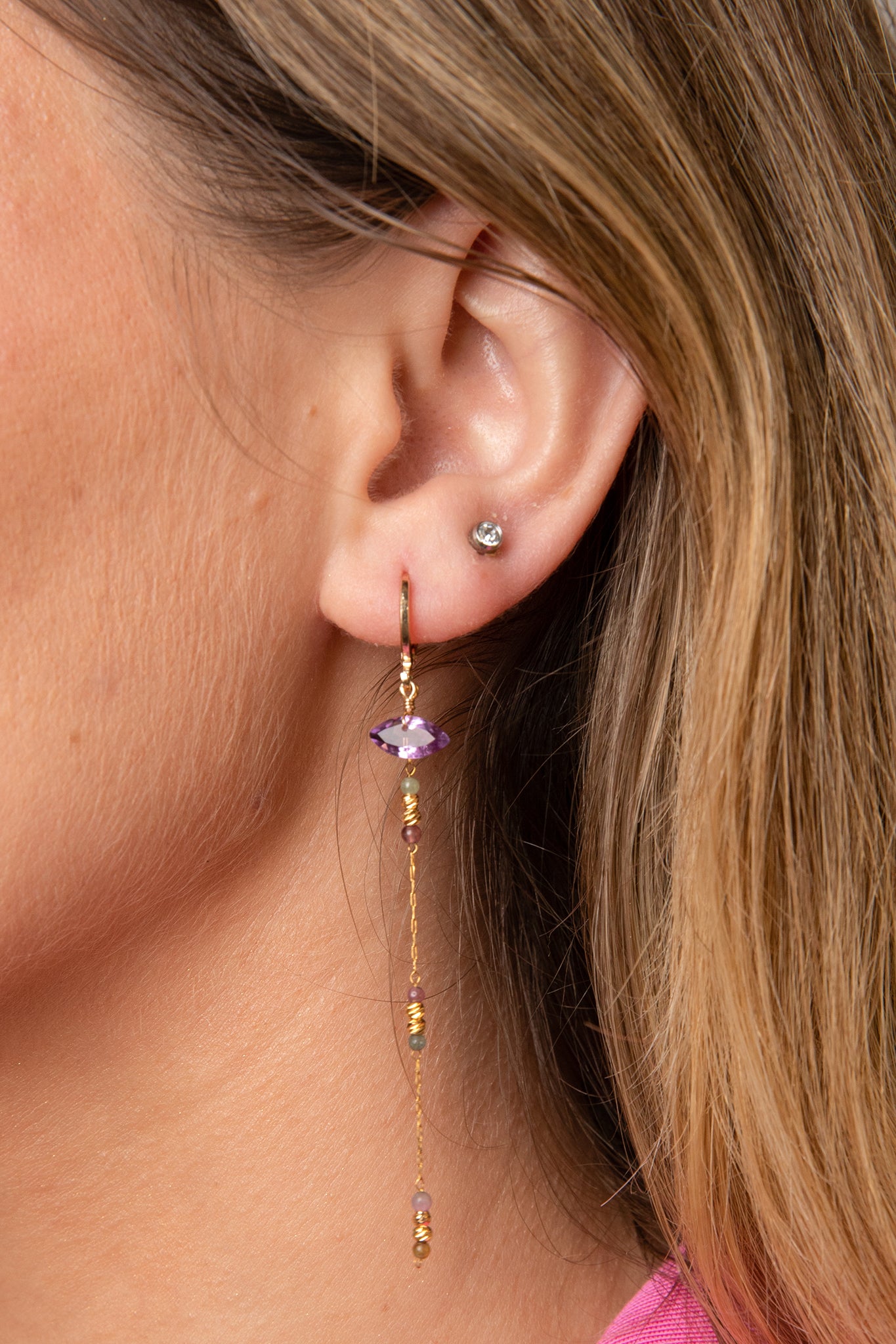 SG35 - Asymmetrical Isis Eye earrings with Amethyst