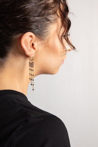 enamel and onyx dangling earrings