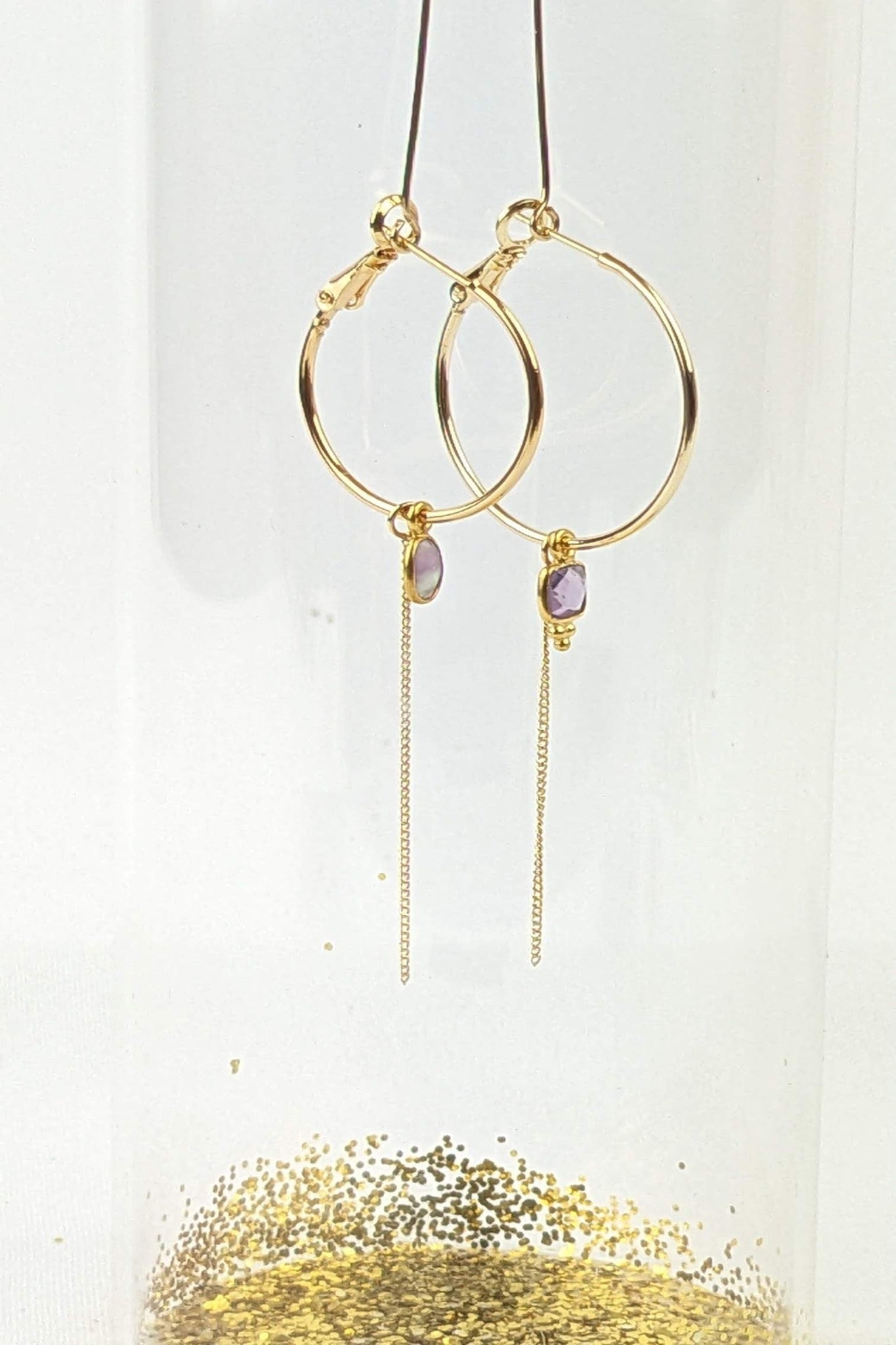 C07 - Asymmetrical Amethyst earrings