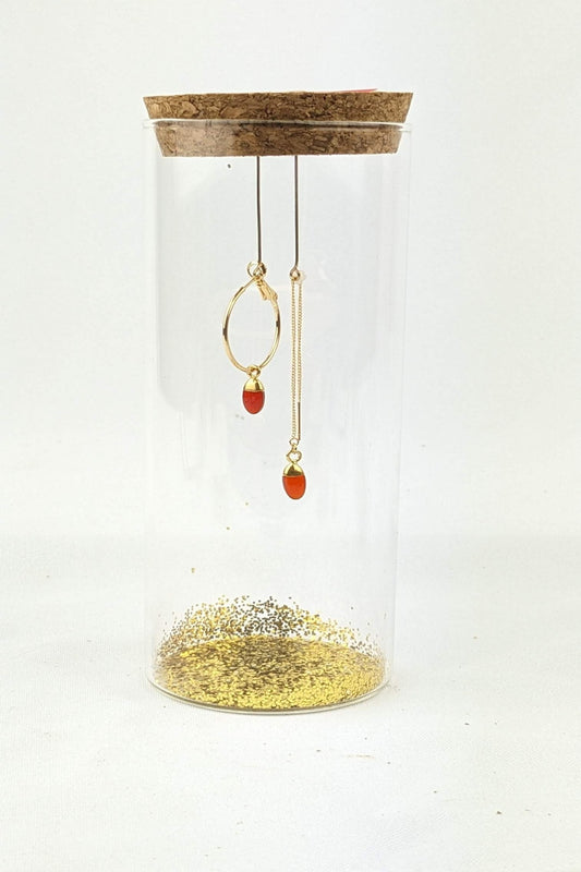 Stay-gold-by-mme-bovary-Carnelian-asymmetrical-earrings