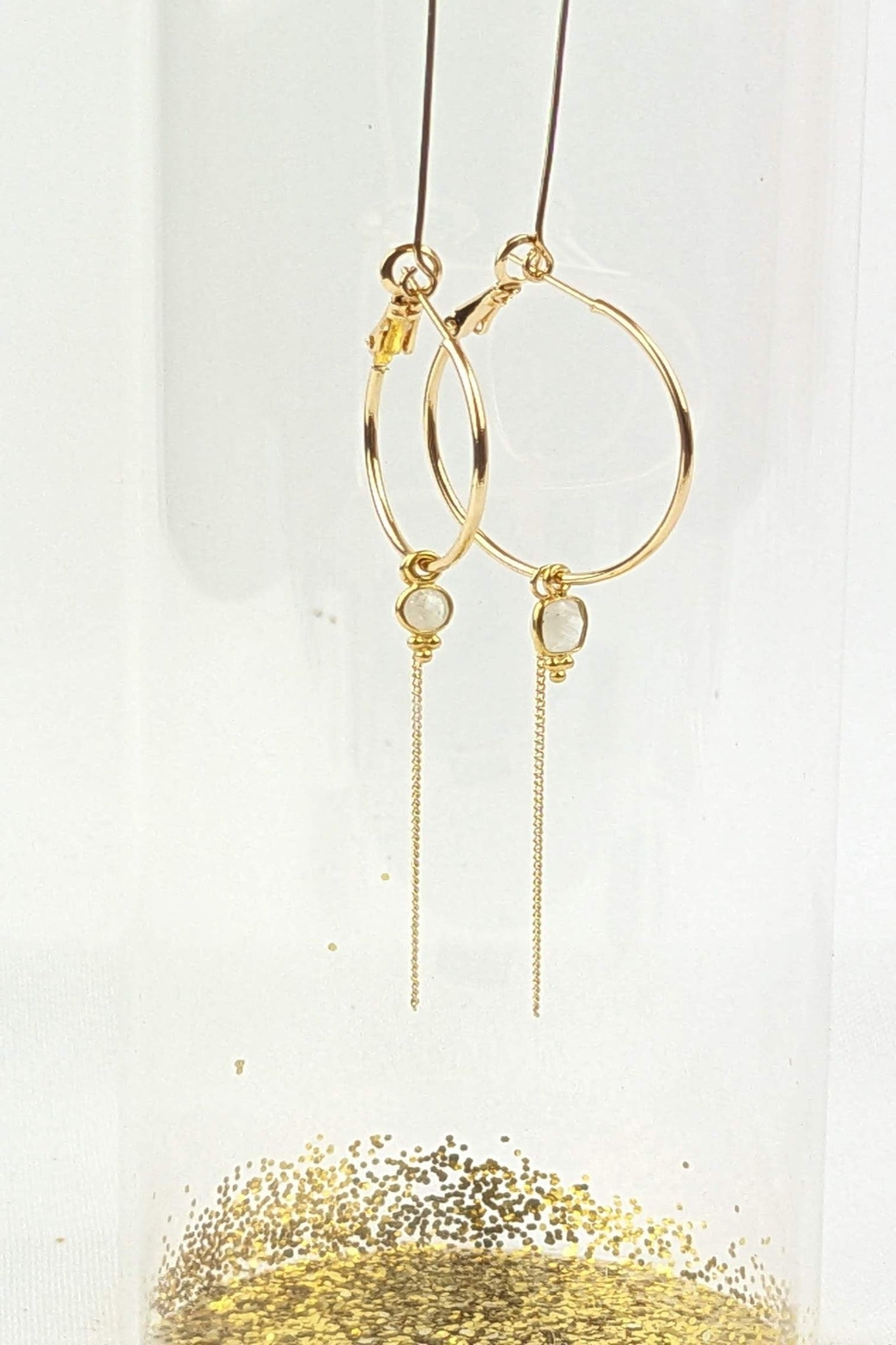 C08 - Asymmetrical Moonstone earrings