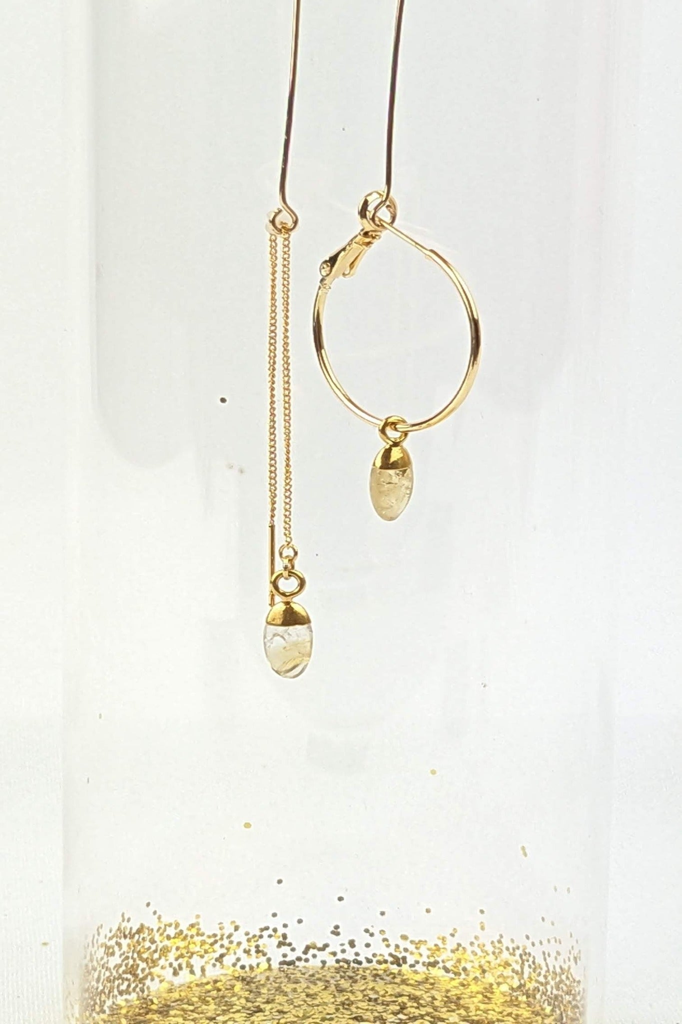 C11 - Asymmetrical Citrine drop earrings