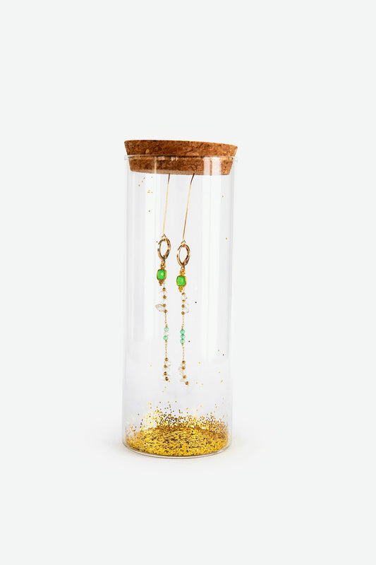 SG12 - Element earrings with Chrysoprase and Clear Quartz