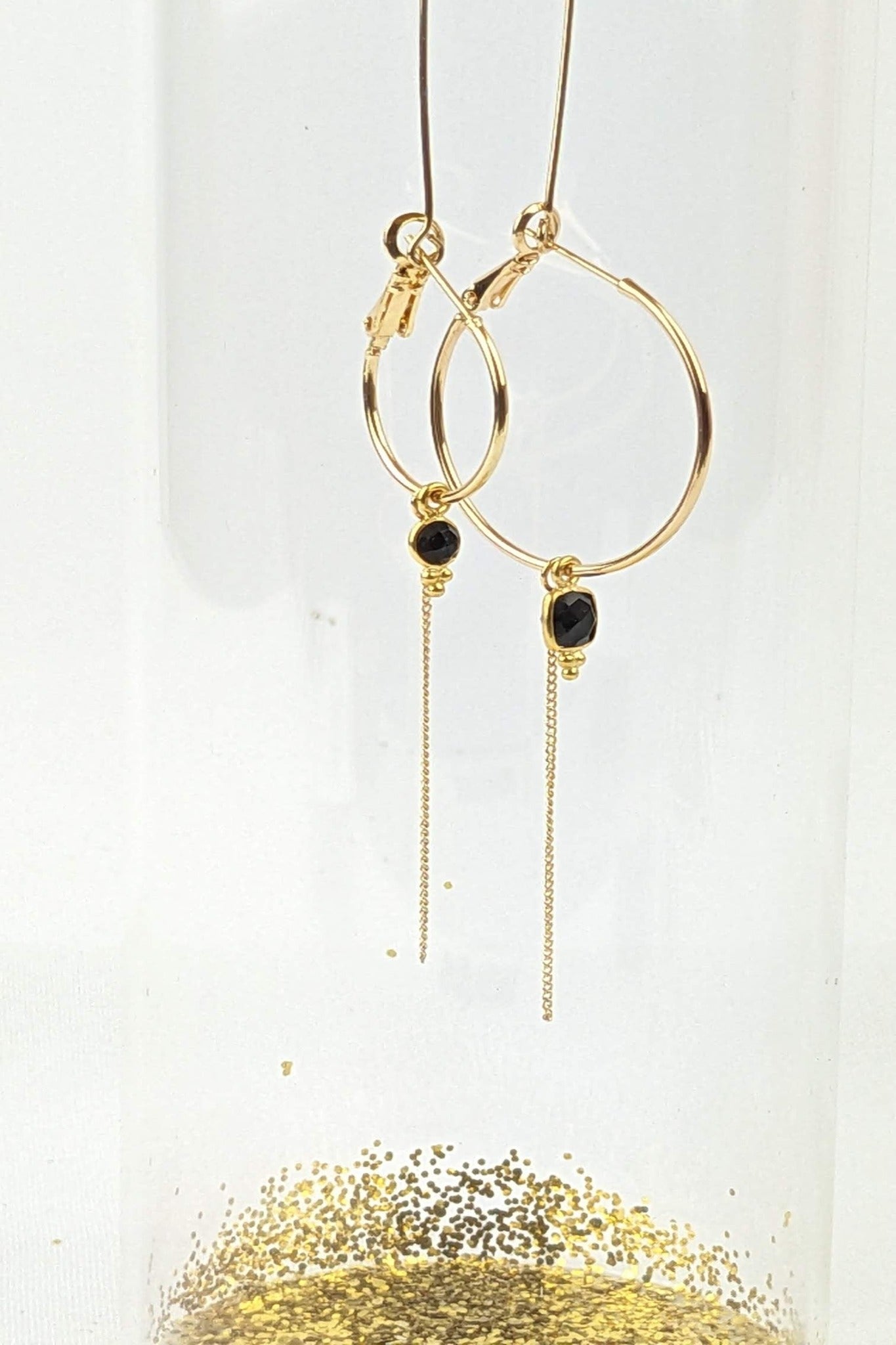 C06 - Asymmetrical Onyx earrings