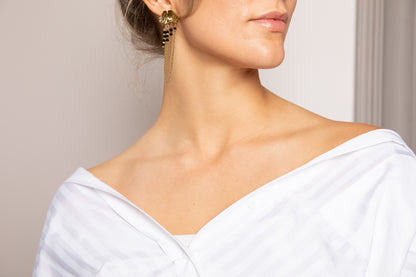 Flower stekers met fijne onyx parels