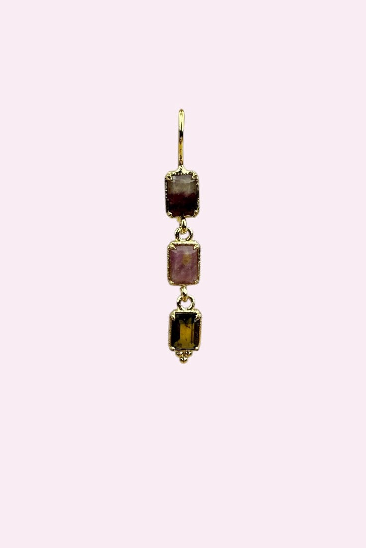 Tourmaline Drop hanger oorbel met natuurlijke toermalijn, handgemaakte statement oorbel voor Mix & Match stijl en elegante kleuraccenten