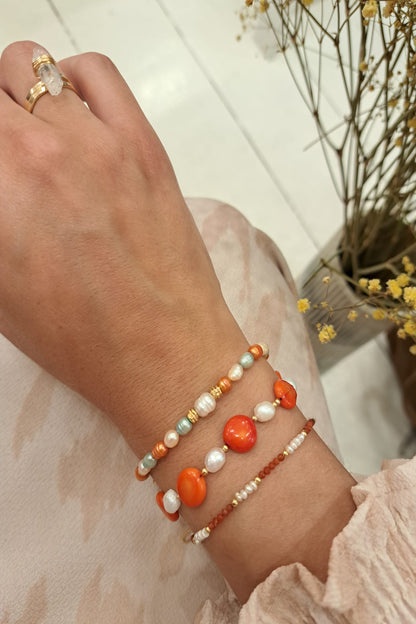 Red Coral and pearl bracelet