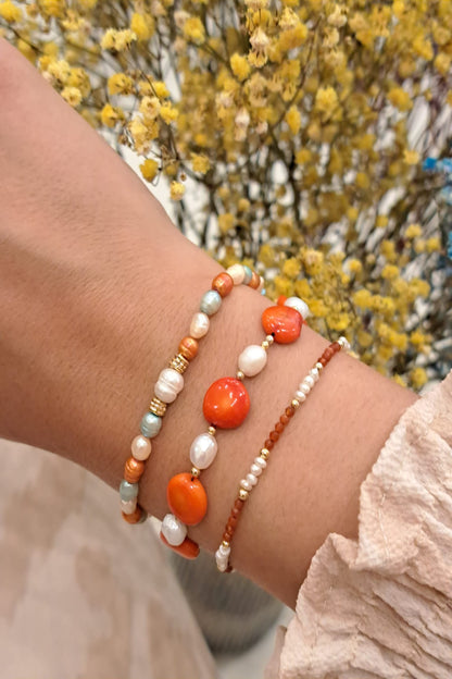 Red Coral and pearl bracelet