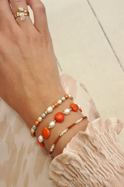 Red Coral and pearl bracelet