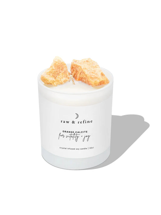 Crystal Candle - Orange Calcite - Vitality & Joy