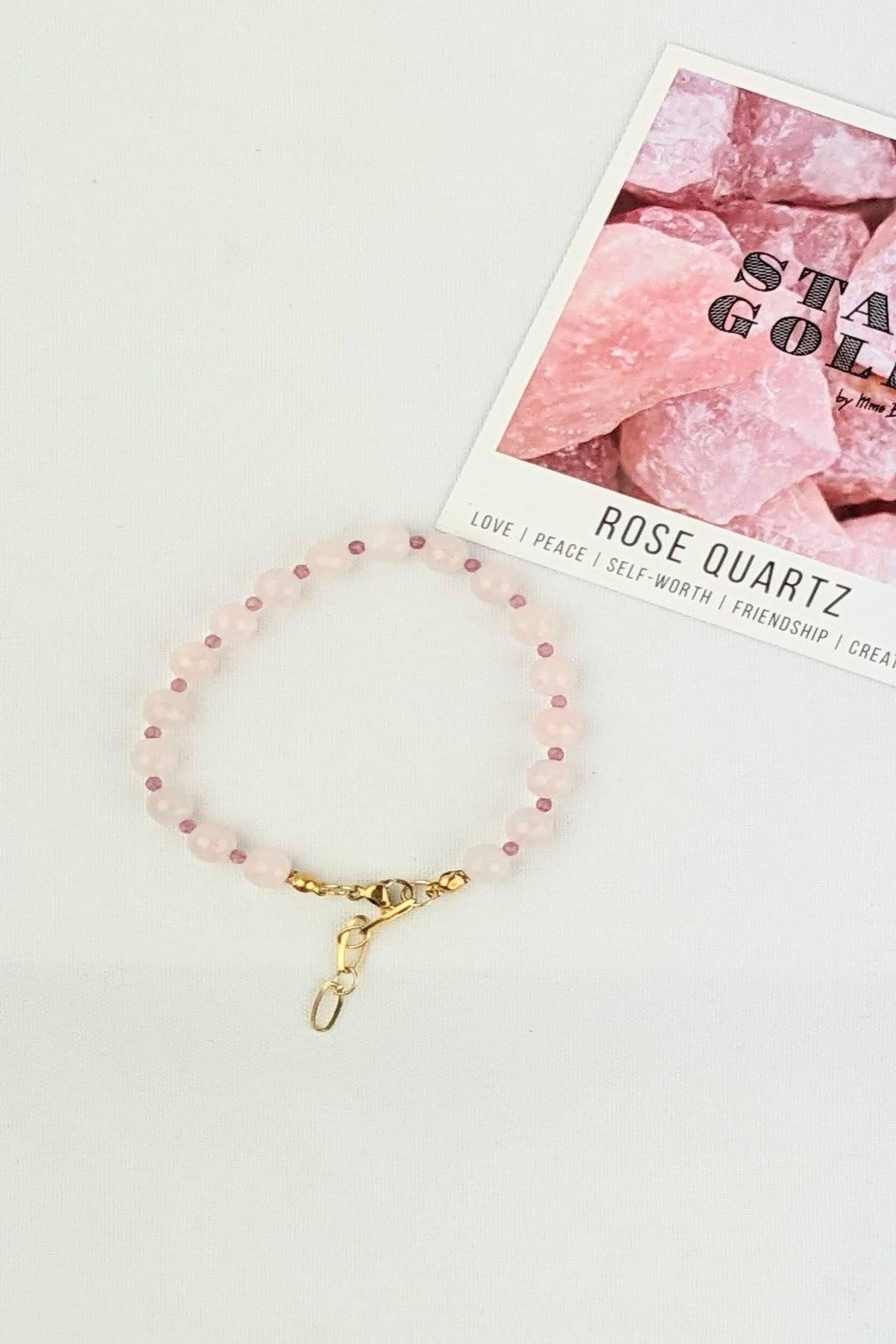 Rosequartz with strawbery quartz details bracelet