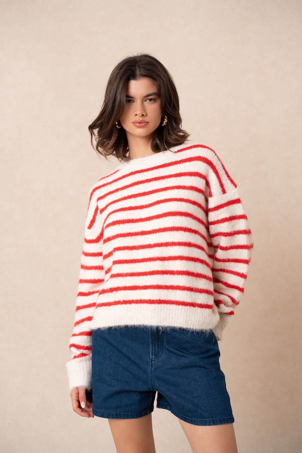 Timeless Red & White stripes Wool Blend Knit
