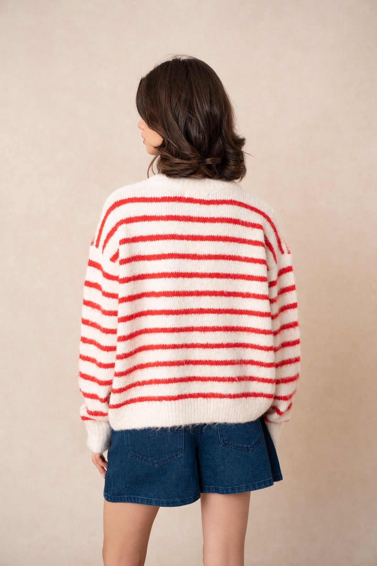 Timeless Red & White stripes Wool Blend Knit
