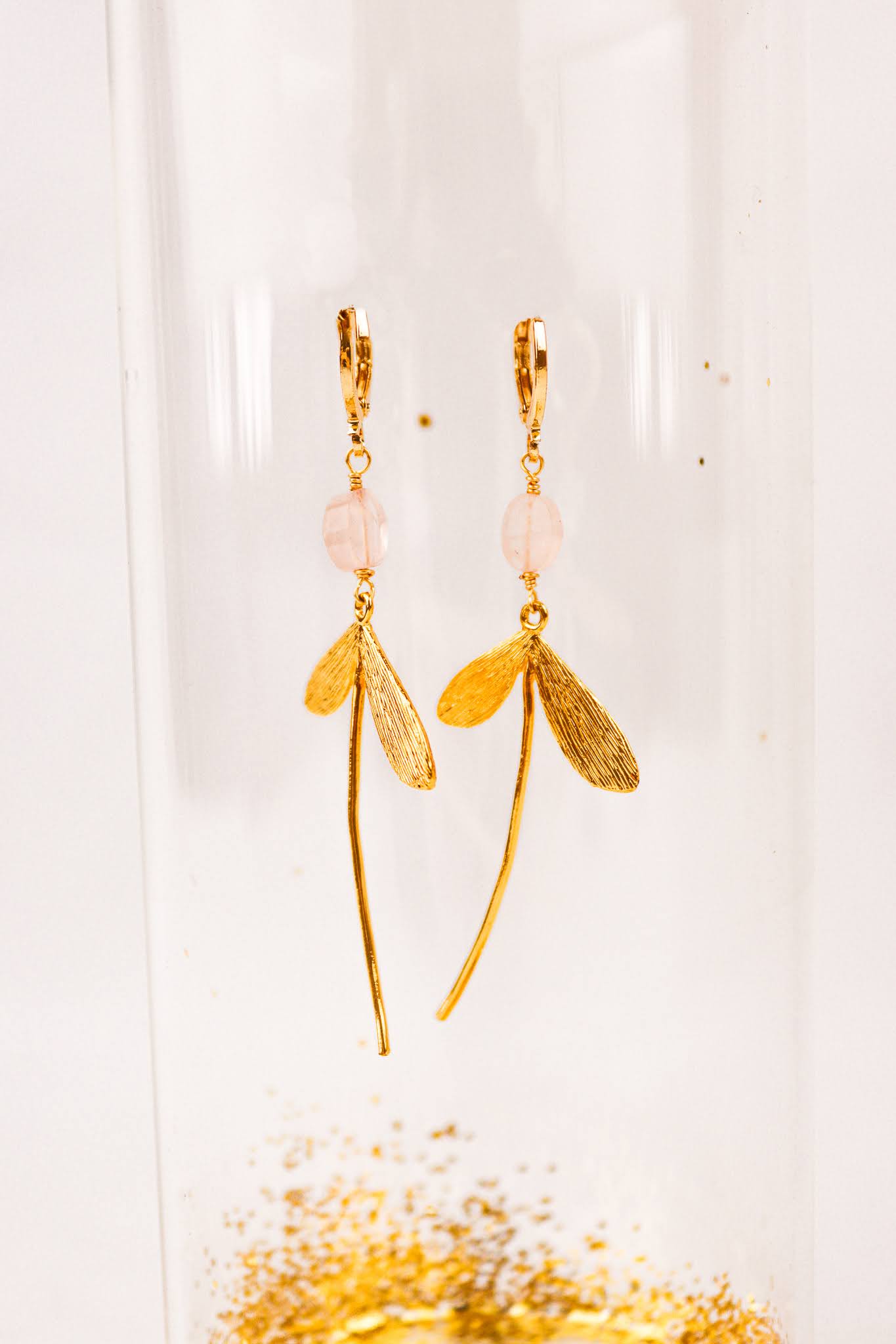 Dragonfly amethyst golden earrings
